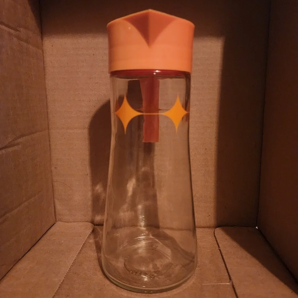 VTG MCM Anchor Hocking Orange Starburst Pitcher vibrant mid-century entertaining